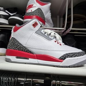 JORDAN 3 RETRO - White, Red, and Gray